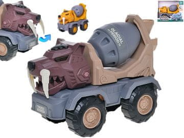 Mešalnik za gradnjo avtomobilov / sabljezobi tiger 24 cm gibljivih delov - mešanica barv (rjava, oranžna)