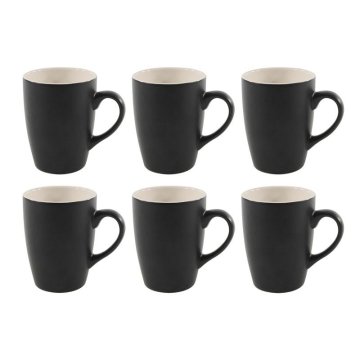 Komplet vrčkov za kavo in čaj iz porcelana 6 kosov 340 ml črna/kremasta HT-24304297