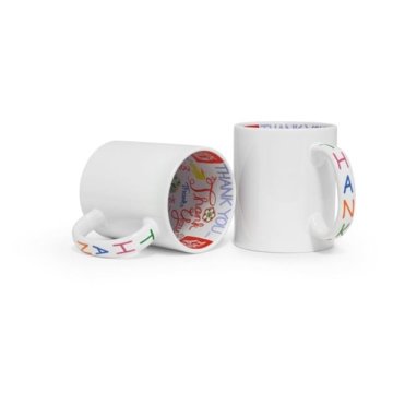 Vrč za tiskanje - 330 ml, bel, motiv Hvala