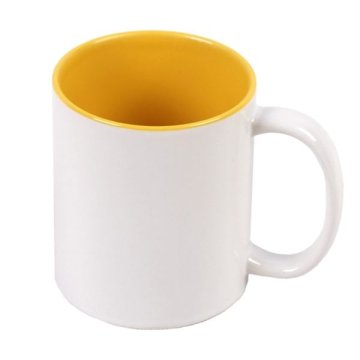 Vrč za tiskanje - 330 ml, bel, rumena notranjost