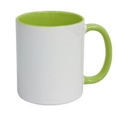 Vrč za tiskanje-330 ml, bel, svetlozelen ročaj, znotraj