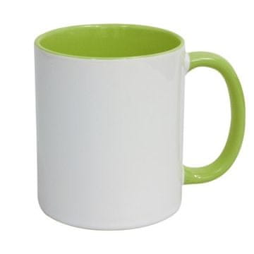 Vrč za tiskanje-330 ml, bel, svetlozelen ročaj, znotraj