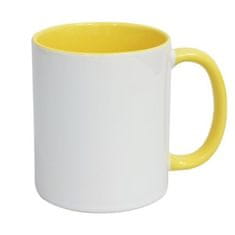 Vrč za tiskanje-330 ml, bel, z rumenim ročajem, v notranjosti