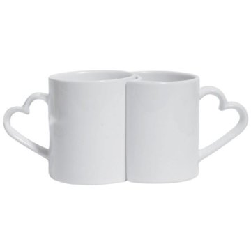 Vrčki za tiskanje - beli, z ročajem v obliki srca, 2 kosa
