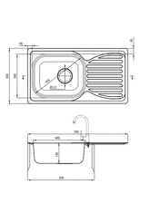 Deante Doppio ZENB0113 korito iz nerjavečega jekla z armaturo