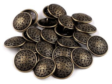 Kovinski filigranski gumb velikosti 34", 36" - (36") stara medenina (25 kosov)