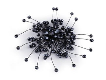 Broška s steklenimi brušenimi kroglicami Hand made - (88) modra temno črna