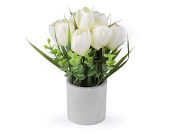 Umetni tulipani v loncu - beli