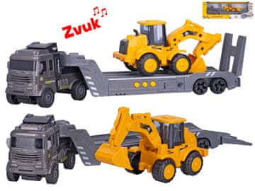 Tovornjak 30 cm na vztrajniku z zvokom + bager 13 cm na vztrajniku