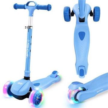 Spokey HOPI Zložljiv otroški tricikel s svetlečimi kolesi, moder