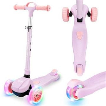 Spokey HOPI Zložljivi otroški tricikel s svetlečimi kolesi, roza