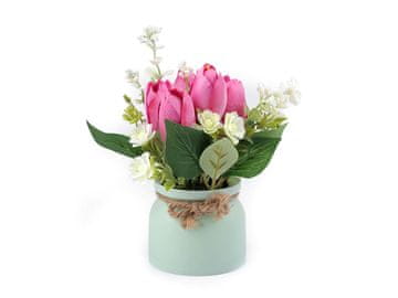 Umetni tulipani v loncu - temno roza