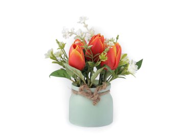 Umetni tulipani v loncu - rdeči