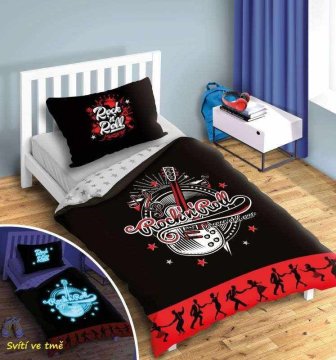 FARO Vključeno laneno platno Rock and roll luminous Bombaž, 140/200, 70/90 cm