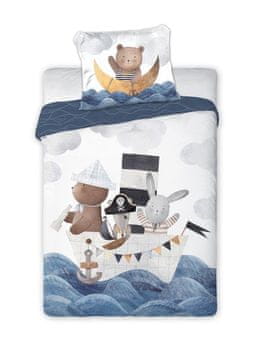 FARO Posteljno perilo za otroško posteljico Ladja z lučkami Bombaž, 100/135, 40/60 cm