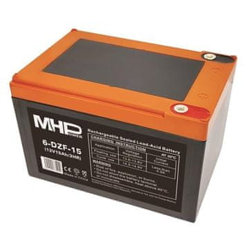 MHPower 6-DZF-15 Vlečna gelska baterija, 12V/15Ah, priključek D1 - M5, globok cikel