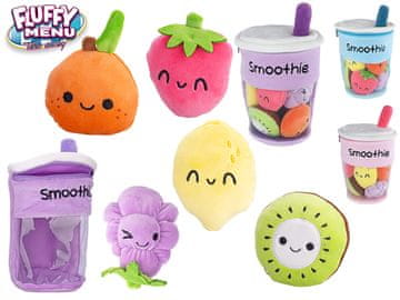 Fluffy Menu smoothie drink 33 cm plišast s sadjem 5 kosov - mešanica barv (roza, vijolična, modra)