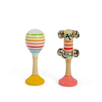 Bigjigs Toys Rumba komplet žogic rumene barve in zvončkov roza