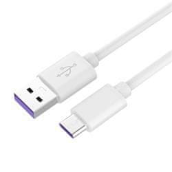PremiumCord Kabel USB-C/M - USB 2.0 A/M, izjemno hitro polnjenje 5A, bel, 0,5 m
