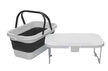 PLATINET KOŠARA ZA PIKNIK 47X29X23,5 CM, 16L, ZLOŽLJIVA, S POKROVOM 2V1 / MIZA BELO-SIVA