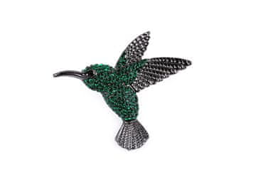 Broška s kamenčki kolibri - smaragdno antracitna