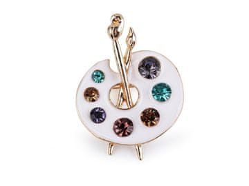 Broška slikarska paleta, mačke v dežniku - bela