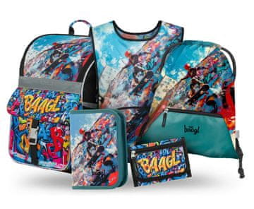 BAAGL SET 5 Zippy Skatepark: aktovka, peresnica, torba, predpasnik, denarnica