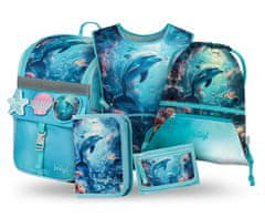 BAAGL SET 5 Zippy Dolphin: aktovka, peresnica, torba, predpasnik, denarnica