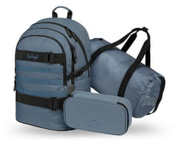 BAAGL SET 3 Skate Dust Blue: nahrbtnik, peresnica, športna torba GRS