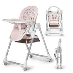 Kinderkraft LASTREE stolček za hranjenje 2v1, roza