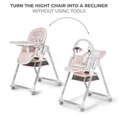 Kinderkraft LASTREE stolček za hranjenje 2v1, roza