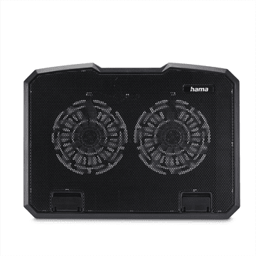 Hama hladilno stojalo za prenosni računalnik Black Metal, 2 ventilatorja, nagibno, modra osvetlitev, tiho