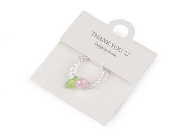 Prstan iz brušenih kroglic z AB učinkom - roza najbolj sveti.