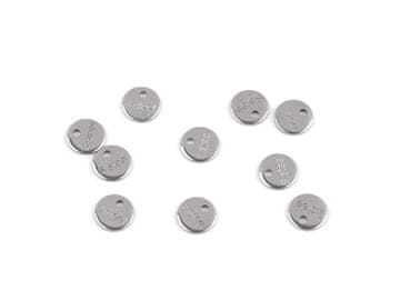 Obesek iz nerjavečega jekla / sestavni del za izdelavo nakita z blagovno znamko S.steel - platinasto kolo (10 kosov)