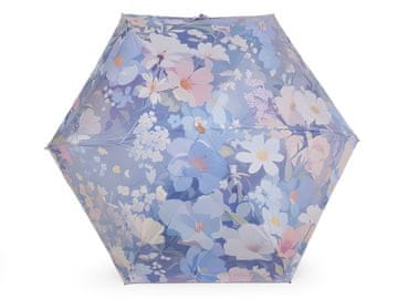 Ženski mini zložljivi dežnik Flowers - svetlo modra