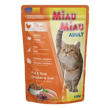 Miau Miau Cat piščanec in jetra, žepek 100 g