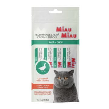 Miau Miau Creamy Snacks Cat duck 15 g (4 pakiranja)