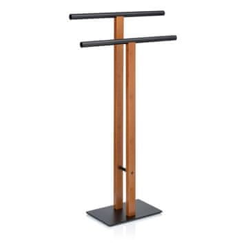 Držalo za brisače Amir kovina/bambus črna/rjava 30x20x93 cm KL-22572