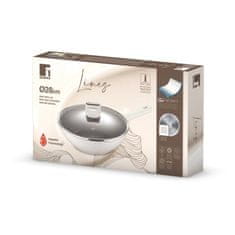 WOK ponev s pokrovom z neprijemljivo površino LINES 28 cm BG-57098-GY