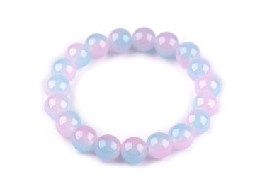 Zapestnica iz steklenih kroglic - roza svetlo modra
