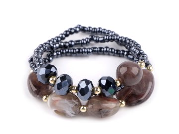 Elastična zapestnica komplet 3 kosov - modro-siva temna.