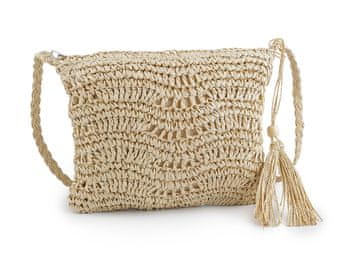 Kvačkana rafija - torbica iz likre z zadrgo 27x23 cm - naravna