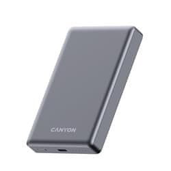 CANYON Power Bank PB-510, 10000 mAh, Magsafe brezžična, 20 W, temno siva