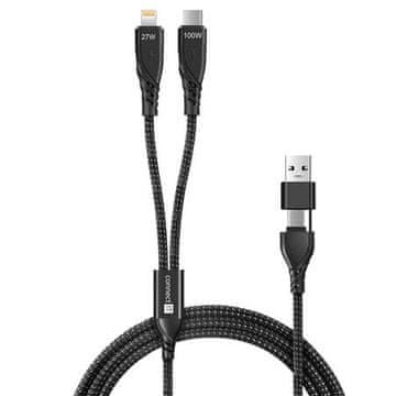 CONNECT IT Wirez 4v1 1x USB-C, 1x Lightning, 1,25 m, Črna