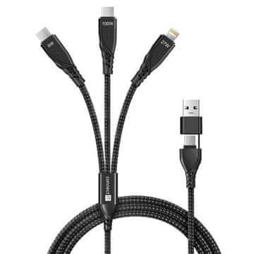 CONNECT IT Wirez 6v1 2x USB-C, 1x Lightning, 1,25 m, ČERNO 2x USB-C, 1x Lightning, 1,25 m, črno