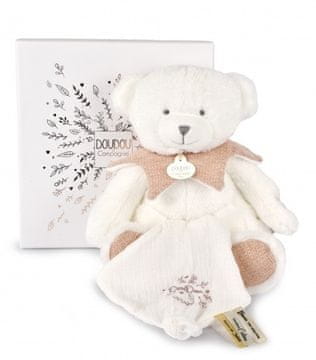DouDou ET Compagnie Doudou Darilni set Medvedek z odejo 30 cm roza