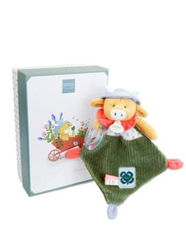 Doudou Darilni set Aneth plišasta krava z ropotuljico 21 cm