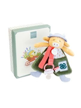 Doudou Darilni set Aneth plišasta krava z držalom za dudo 19 cm