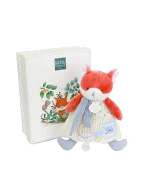 Doudou Darilni set Plišasta lisica Romarin z držalom za dudo 19 cm