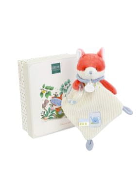 Doudou Darilni set Plišasta lisica Romarin z ropotuljico 21 cm